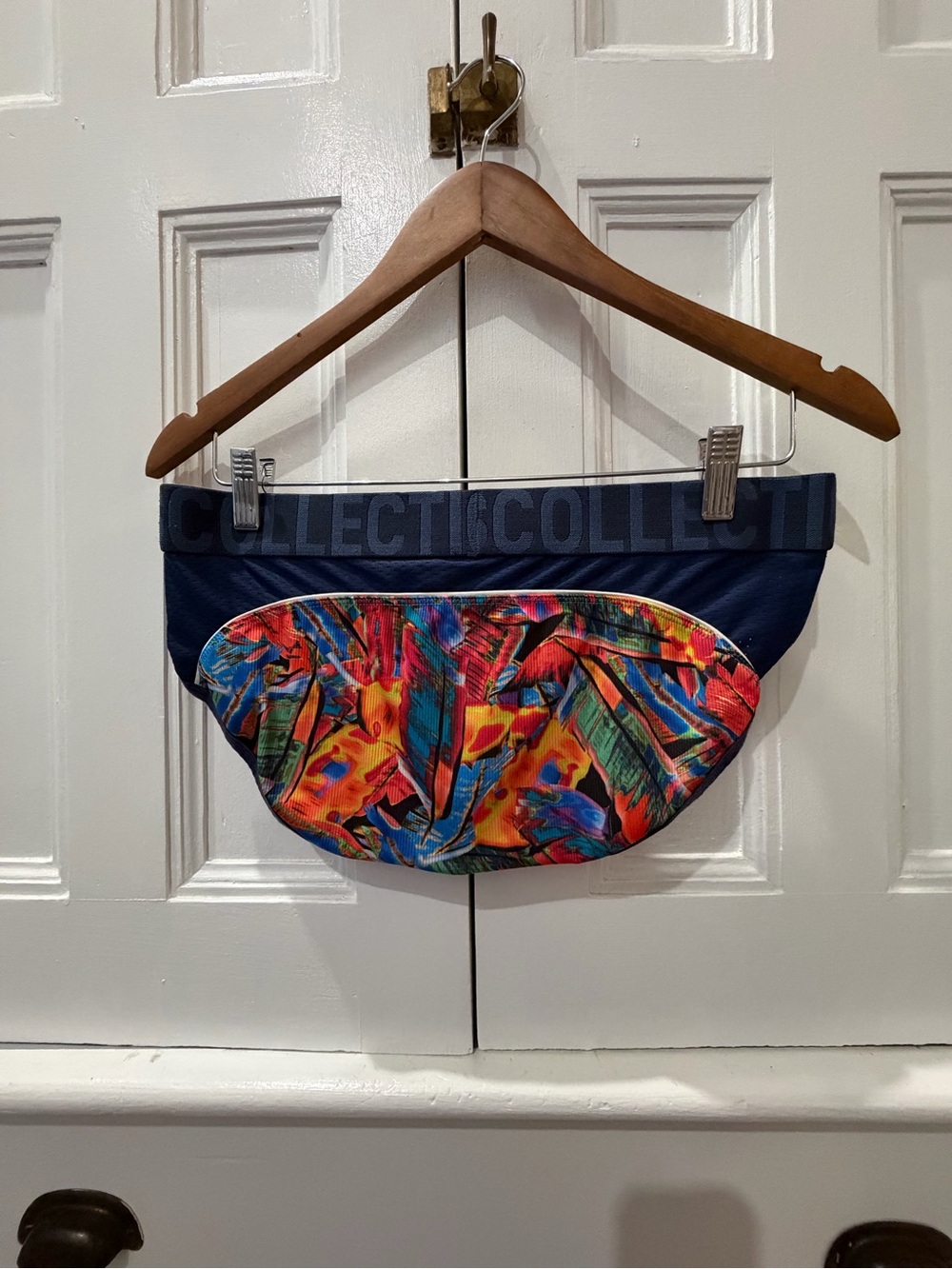 Collectif Navy Belt Bag with Vibrant Tropical Print